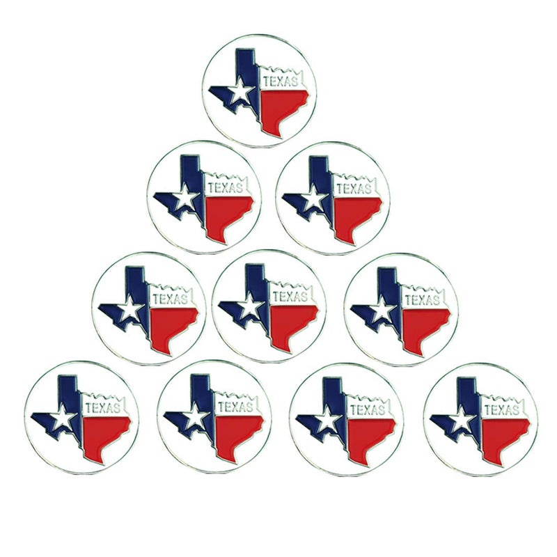 PINMEI Lot of 10 Golf Ball Markers Assorted Patterns - Soft Enamel Technique (Texas) - Image 1